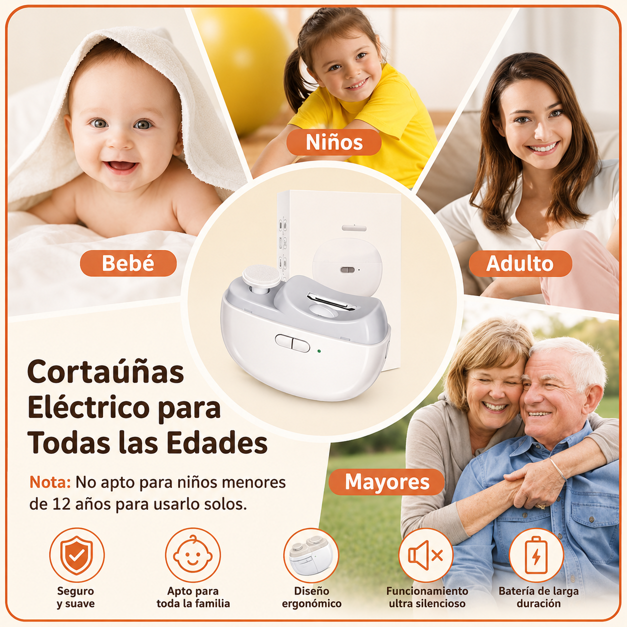 Cortaúñas y Pulidor Eléctrico 3 en 1™ — Uñas perfectas en segundos, sin cortes ni esfuerzo