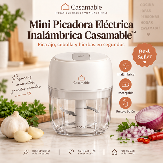 Mini Picadora Inalámbrica Casamable™ – Pica en Segundos con un Solo Botón