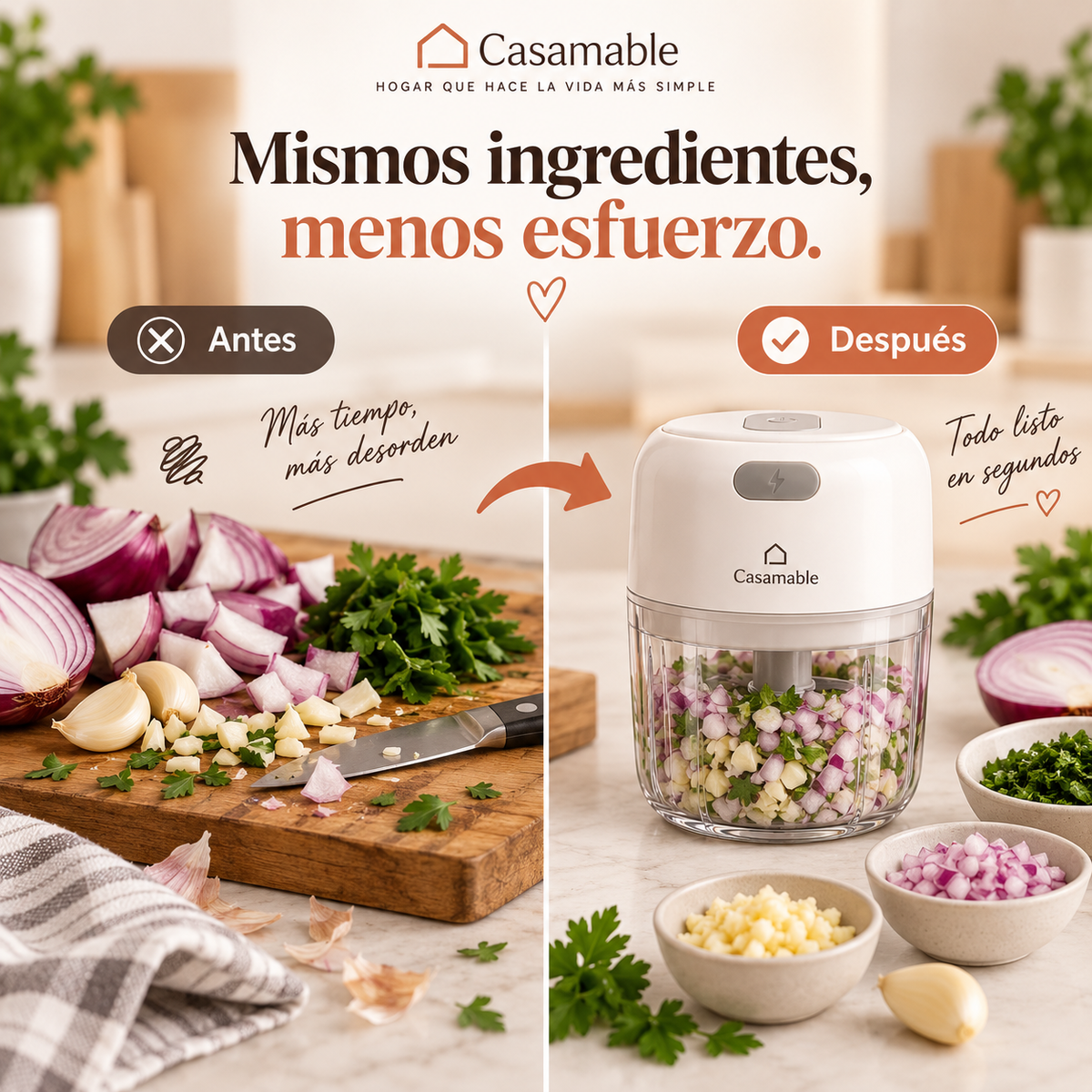 Mini Picadora Inalámbrica Casamable™ – Pica en Segundos con un Solo Botón