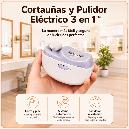 Cortaúñas y Pulidor Eléctrico 3 en 1™ — Uñas perfectas en segundos, sin cortes ni esfuerzo