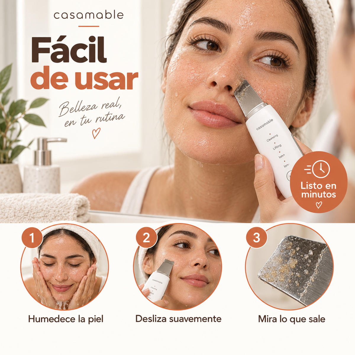 Limpiador Facial Ultrasónico Casamable™ – Limpieza Profunda en segundos