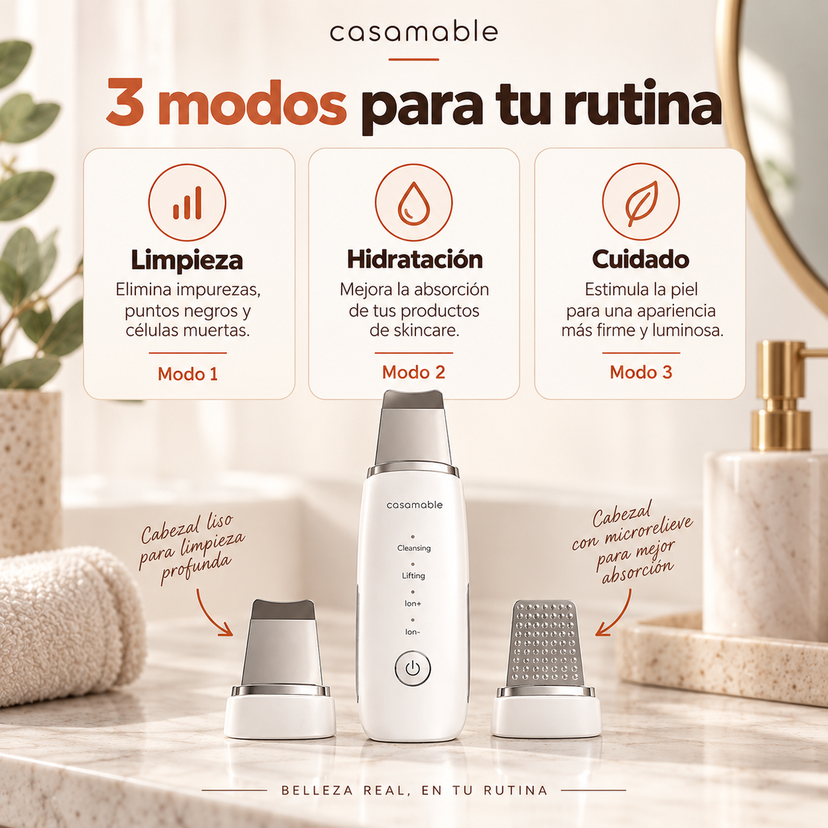 Limpiador Facial Ultrasónico Casamable™ – Limpieza Profunda en segundos
